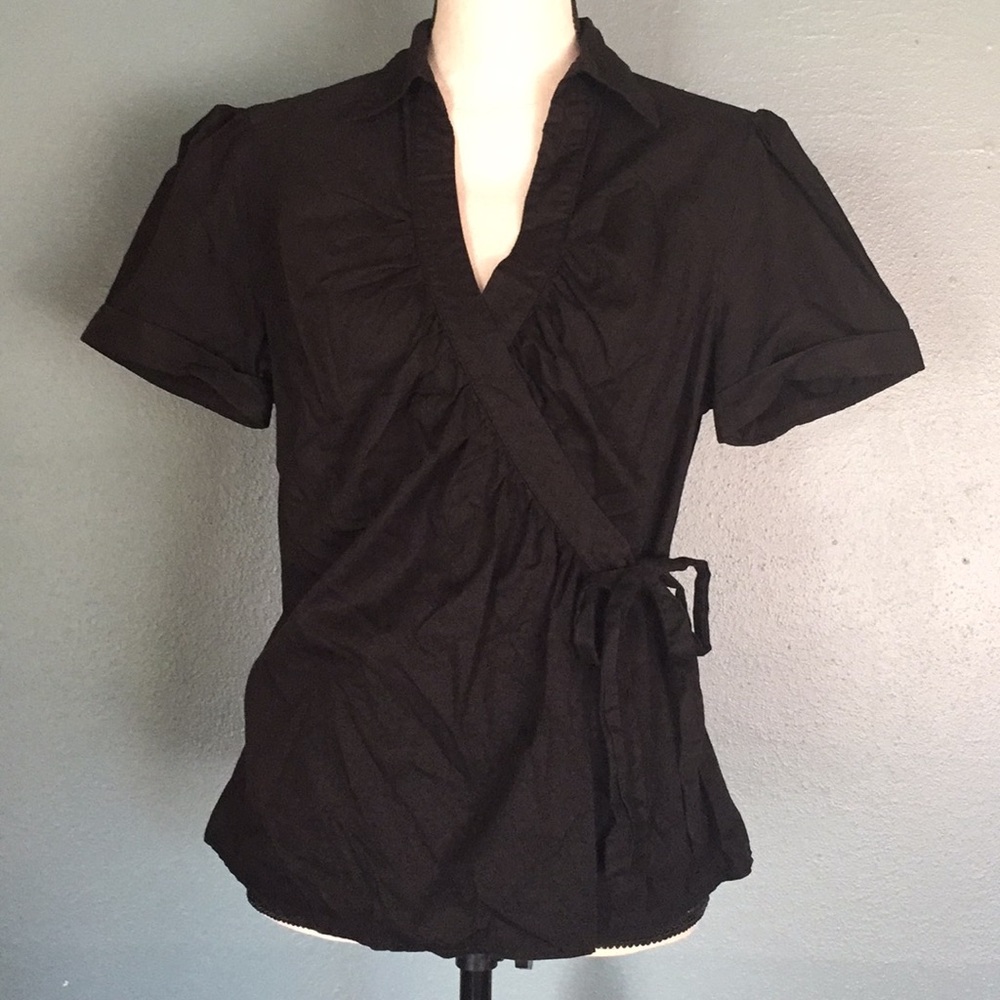 H&M black tie-front blouse